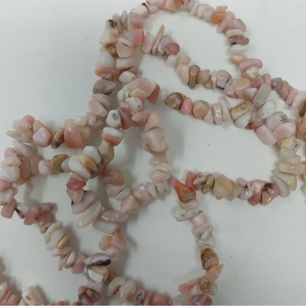 Natural Pink quartz Stone two Beaded Necklaces